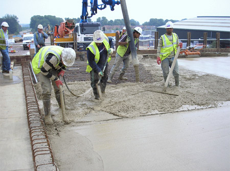 Pouring a concrete slab