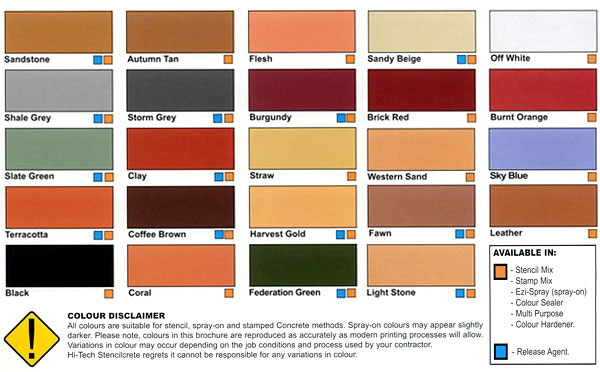 Concrete Sealer Colour Chart